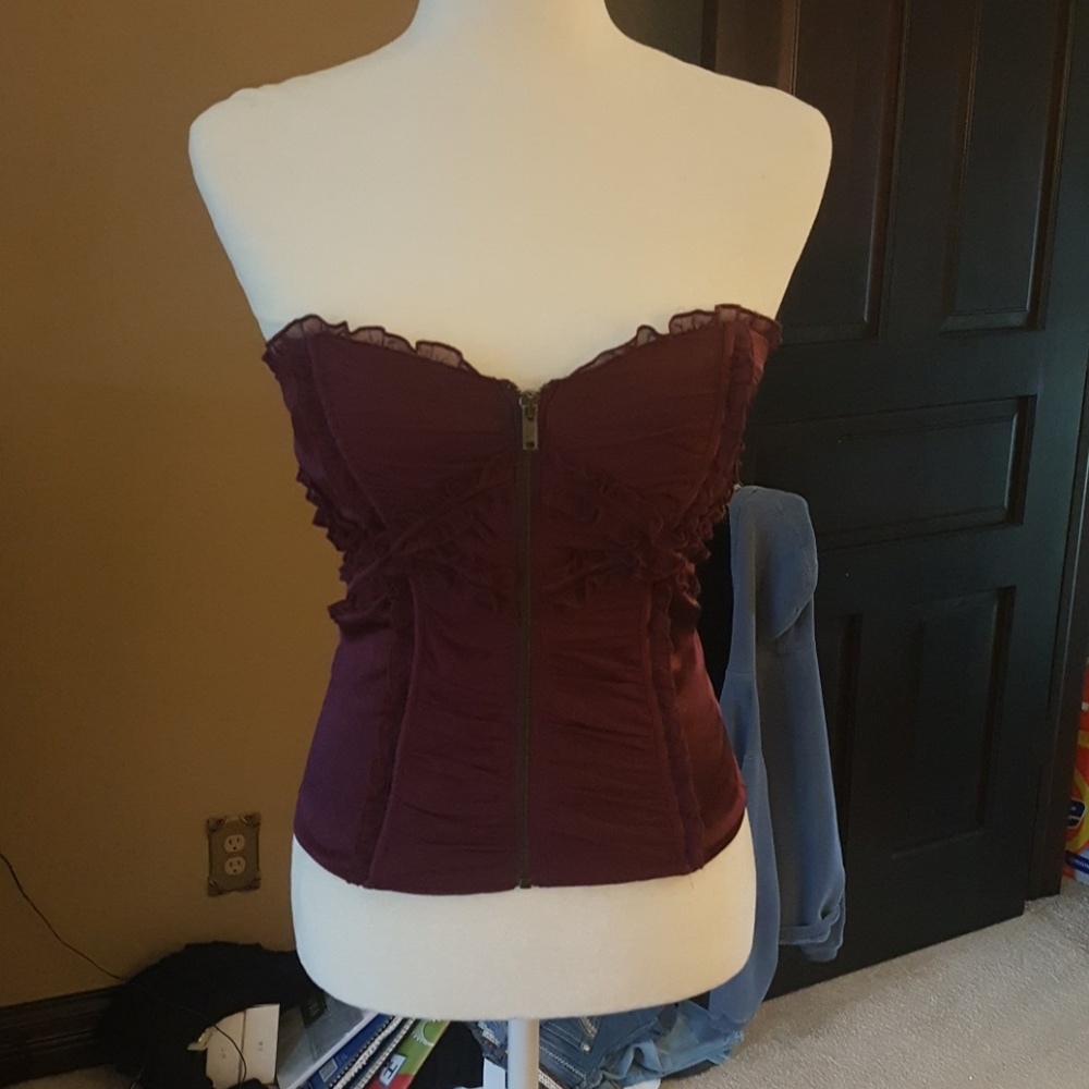 Bebe burgandy Bustier size xs